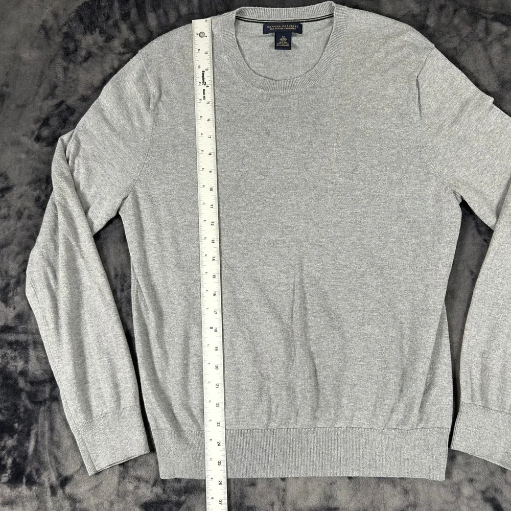 Banana Republic Sweater Mens Medium Gray Silk Cotton Cashmere Crewneck 3144